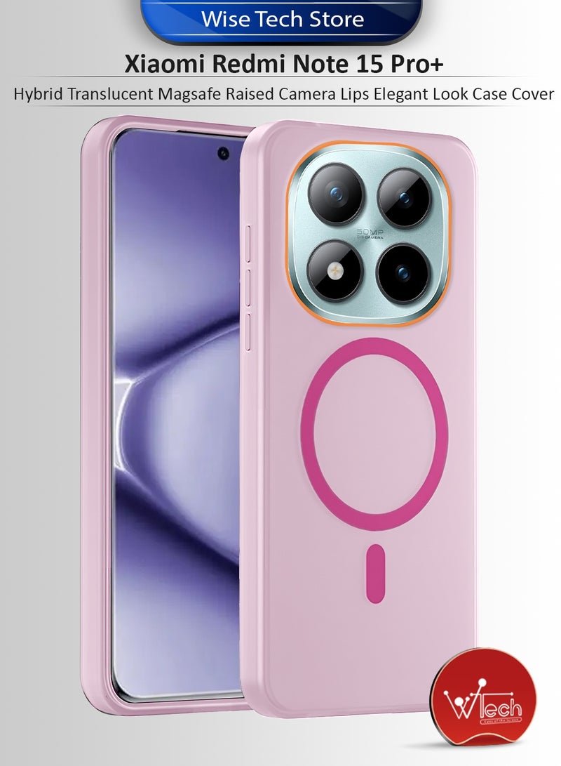 Wtech Xiaomi Redmi Note 15 Pro+ 5G 2025 Hybrid Translucent Magsafe with Magnetic Charging Raised Camera Lips Elegant Look Case Cover (MCMPMN) - Baby Pink - Image 1