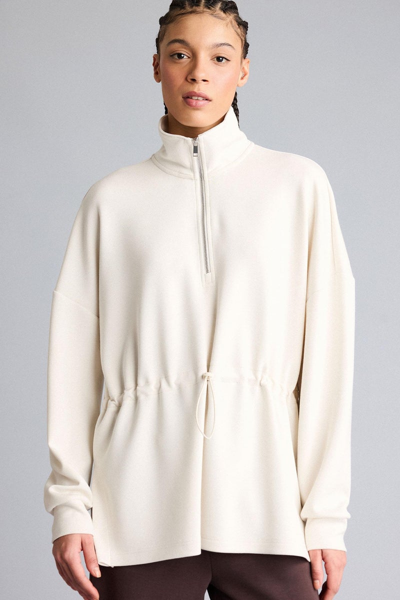 DeFacto Beige Woman Long Fit Stand Collar Modal Sports Sweatshirt Casual - Image 4