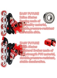 EASY FUTURE Inline Skates Adjustable Size Roller Skates with Flashing Wheels Children Skate Shoes Including Protective Gear (Knee Elbow Wrist) Red Colour  - Image 5