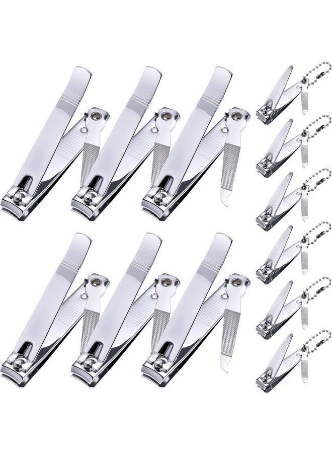 Bememo 12 Pieces Stainless Nail Clippers Set Fingernail Clippers And Toenail Clippers Nail Cutter Tool Set For Men And Women (12 Pieces, Fingernail And Toenail Clipper Set)  - Image 1