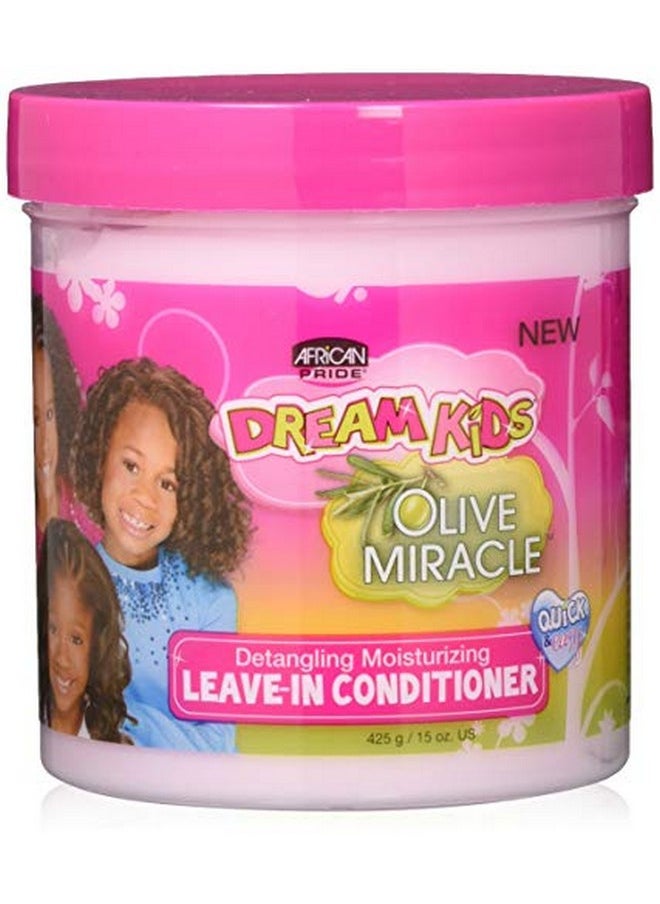 African Pride Dream Kids Olive Miracle Detangling Moisturizing Leavein Conditioner Contains Olive Oil Moisturizes & Nourishes Coils & Hair Curls 15 Oz  - Image 1