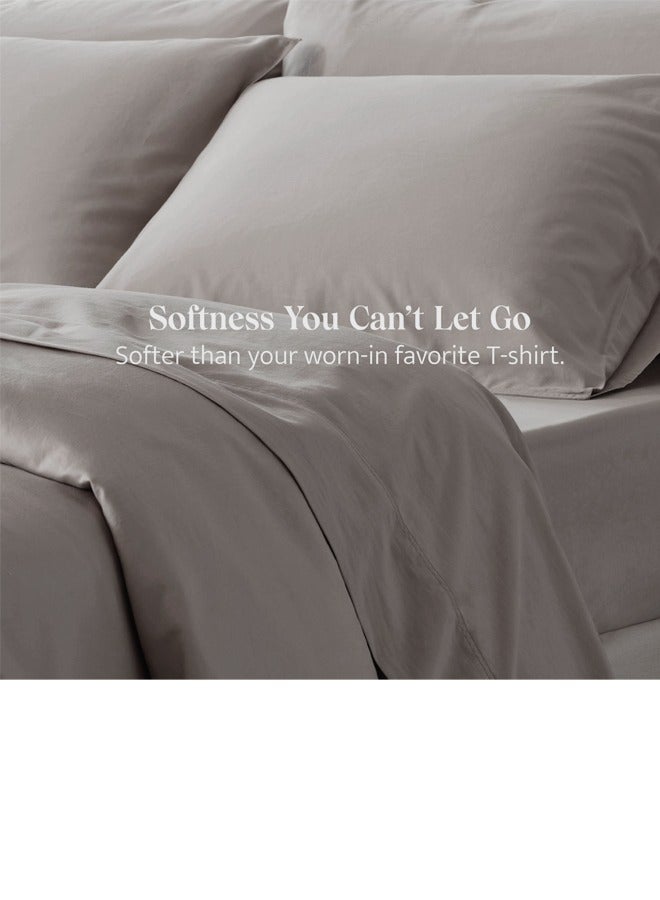 4-Pieces Luxury Tencel Bed Sheet Set, Queen Size Satin Bed Sheet Set, Cooling Soft and Hypoallergenic Tencel Sheets Queen 150*200cm-Rock Gray  - Image 2