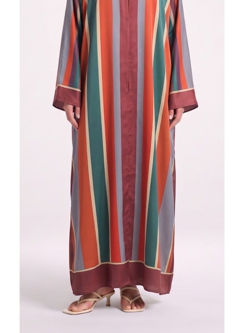 Next Abaya Orange Printed Silk Abaya - Image 3