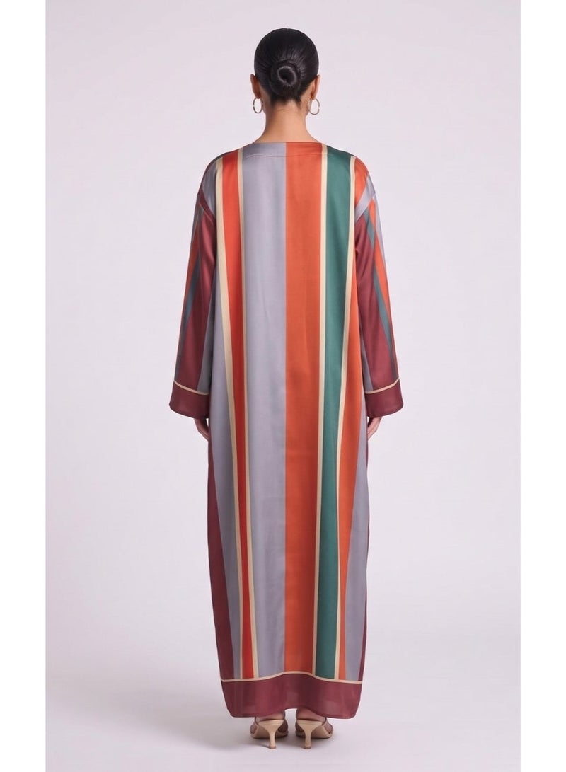 Next Abaya Orange Printed Silk Abaya - Image 2