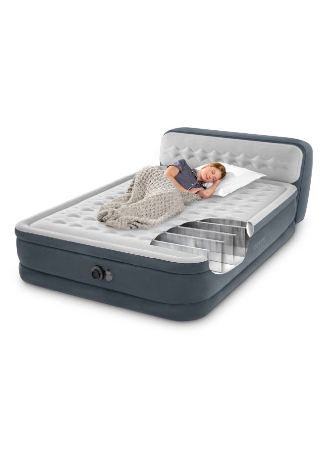 Coleman Queen Dura-Beam Ultra Plush Headboard Airbed with Built-in Pump Grey and White 86 x 152 x 236 cm 64448  - Image 1