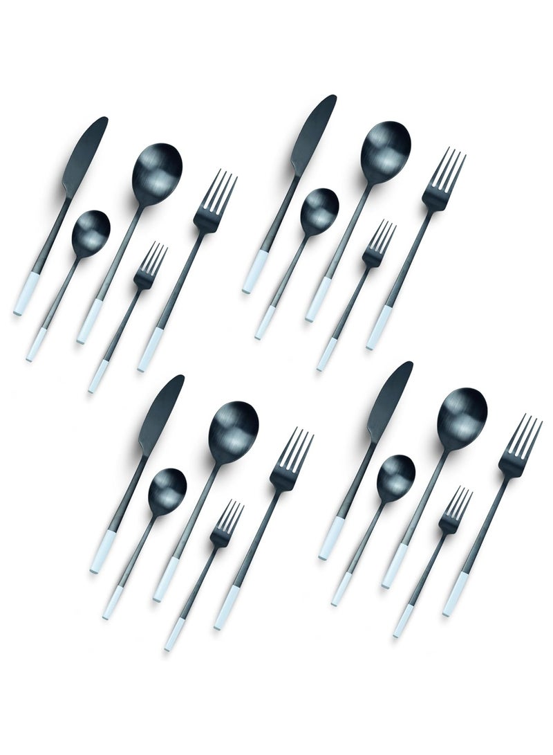 BERAM Symphony Stainless Steel Cutlery Set 20 pcs Harmonious Black and White Designs, Knives, Forks, Spoons, Kitchen Utensils Set, Tableware Set For Home, Restaurants, Hotels, and More - Image 1