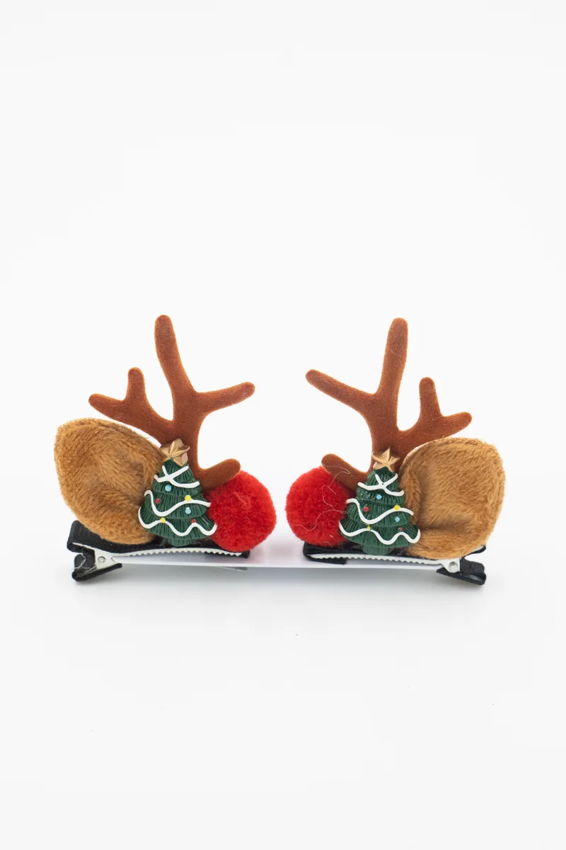 D'Daniela Girls Hair Clips Antler Ears Christmas – 3 Pairs