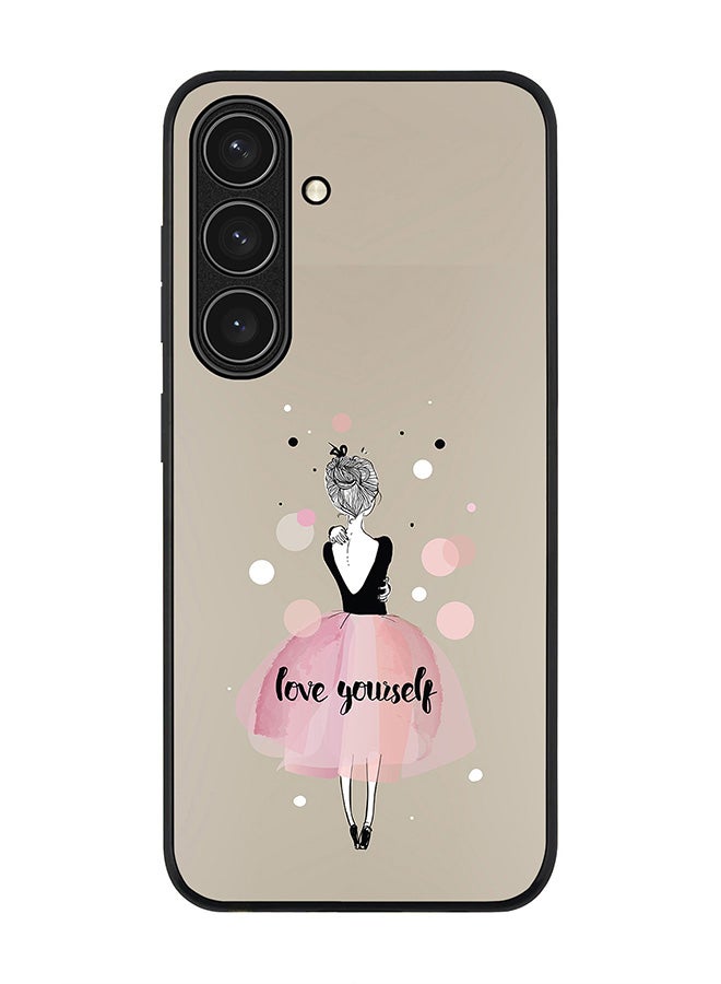 Stylizedd Rugged Black edge case for Samsung Galaxy S24 FE, Slim fit Soft Case Flexible Rubber Edges Anti Drop TPU Gel Thin Cover -  Love Yourself - Image 1