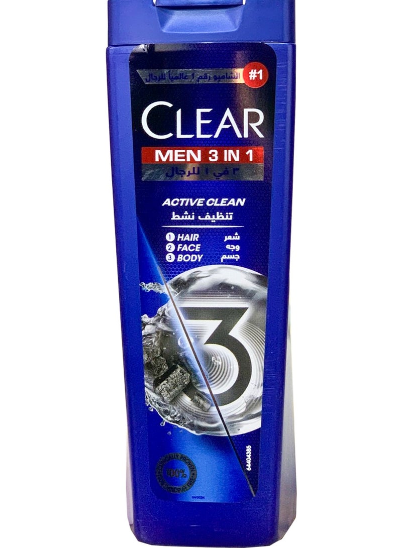 Clear Men Shampoo For Hair Body & Face 180 Ml  (May vary package) - Image 1