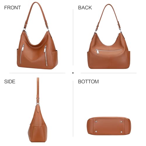 Over Earth Genuine Leather Purses for Women Medium Hobo Bag Lady Crossbody Handbags with 2 Detachable Straps(O150E UG Brown) - Image 3