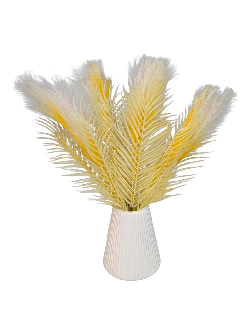 CURATED CART 2 Pcs Faux Pampas Grass - 24 inch Artificial Fluffy Flowers for Home Decoration, Wedding & Office Decor | Dried Plants, Leaves & Grass Arrangement -Without Vase -2 PCS Yellow - Image 1