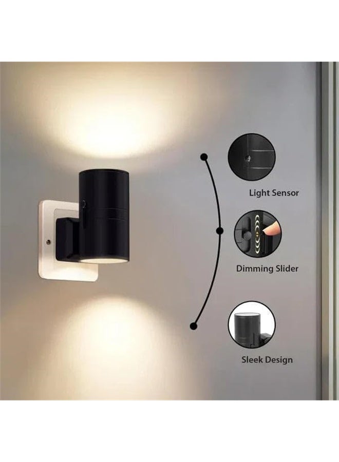 هومستر 2 حزمة الحديثة LED ضوء الليل التوصيل في الجدار مع استشعار الضوء الذكي ، 0-100LM سطوع قابل للتعديل ، مصباح ليلي قابل للتخفيف لغرفة النوم ، الممر ، الدرج ، الحمام ، الغسيل ، الممر ، الأسود - Image 3