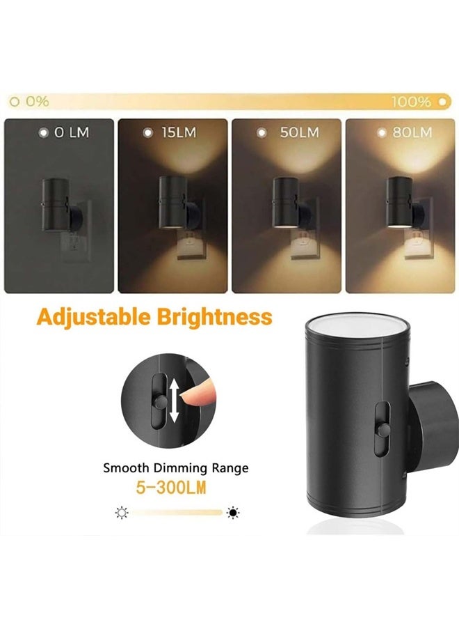 هومستر 2 حزمة الحديثة LED ضوء الليل التوصيل في الجدار مع استشعار الضوء الذكي ، 0-100LM سطوع قابل للتعديل ، مصباح ليلي قابل للتخفيف لغرفة النوم ، الممر ، الدرج ، الحمام ، الغسيل ، الممر ، الأسود - Image 4