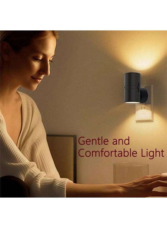 هومستر 2 حزمة الحديثة LED ضوء الليل التوصيل في الجدار مع استشعار الضوء الذكي ، 0-100LM سطوع قابل للتعديل ، مصباح ليلي قابل للتخفيف لغرفة النوم ، الممر ، الدرج ، الحمام ، الغسيل ، الممر ، الأسود - Image 2