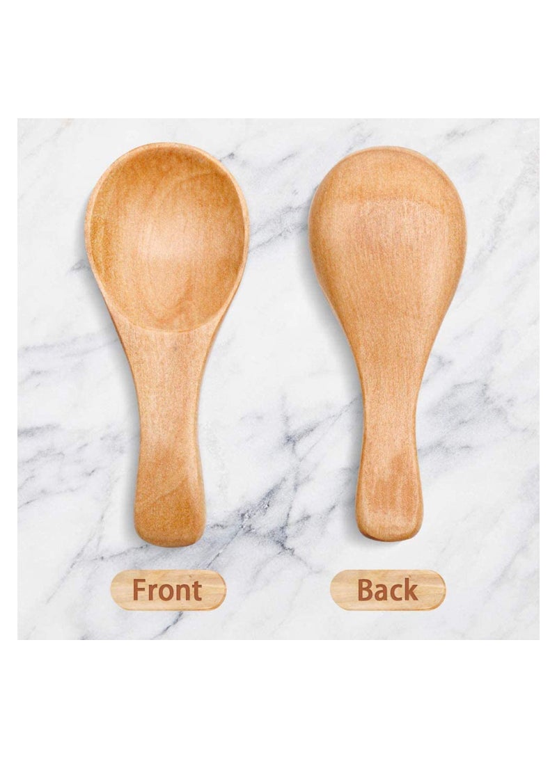 Small Wooden Teaspoon, Wooden Teaspoon Small Teaspoons Serving Wooden Utensils for Salt Spoon Honey Coffee Tea Sugar Salt, Mini Wooden Spoon for Daily Use Light Brown (10 Pieces 3 inches) - Image 5
