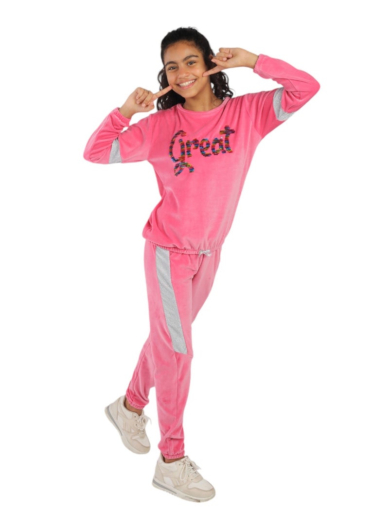 تشويس بيجامة بناتي أطفال GREAT – خامة قطيفة ناعمة لراحة وأناقة تصميم مبتكر يجمع بين الأناقة والراحة كود 542 - Image 2