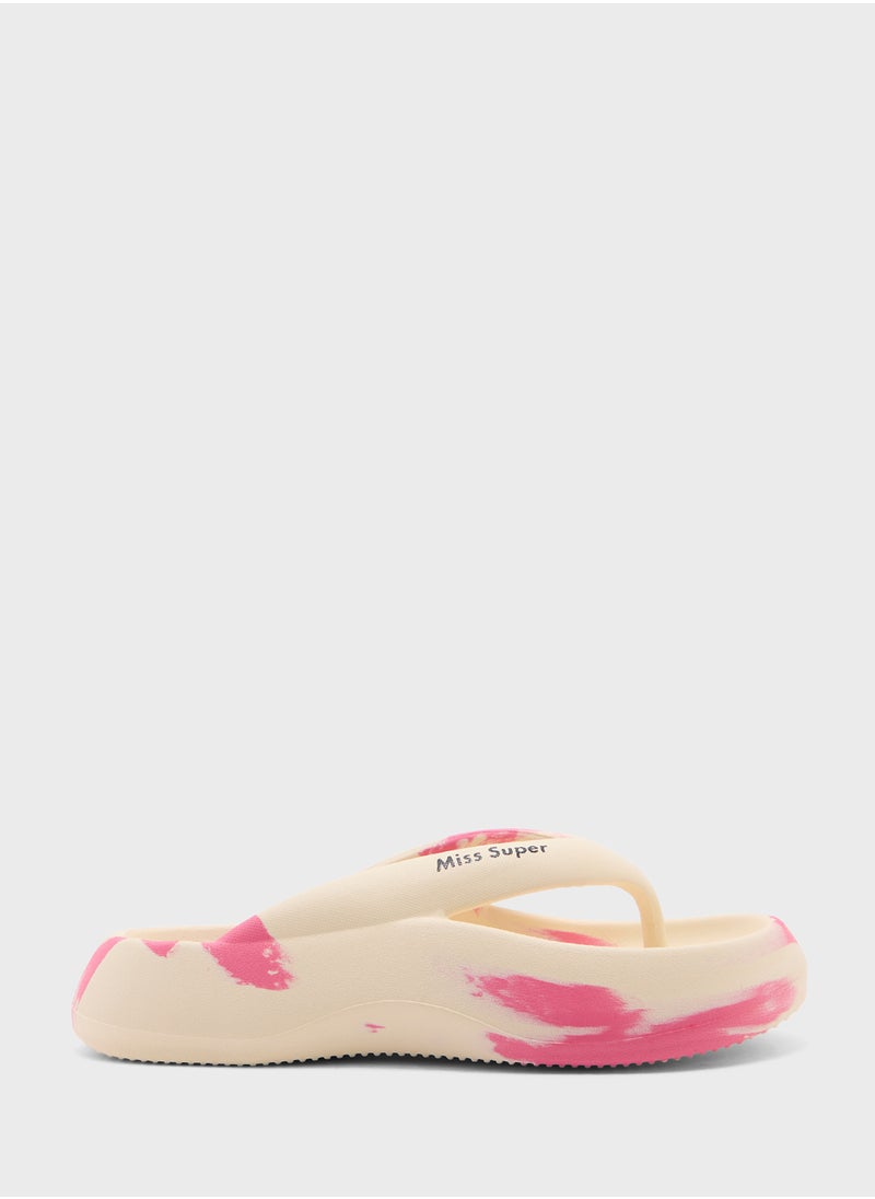 Ginger Marble Effect Toe Post Flipflop  - Image 1