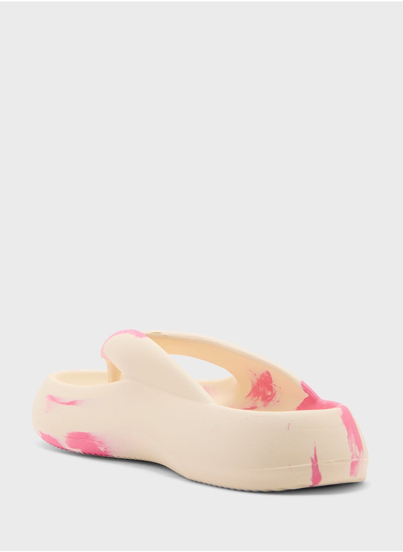 Ginger Marble Effect Toe Post Flipflop  - Image 2