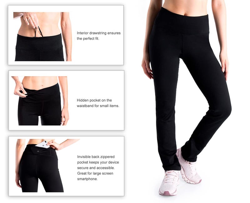 Yogipace Women's 33" Fleece Lined Thermal Yoga Pants Winter Straight Leg Warm Sweatpants,Black,Size M - Image 4