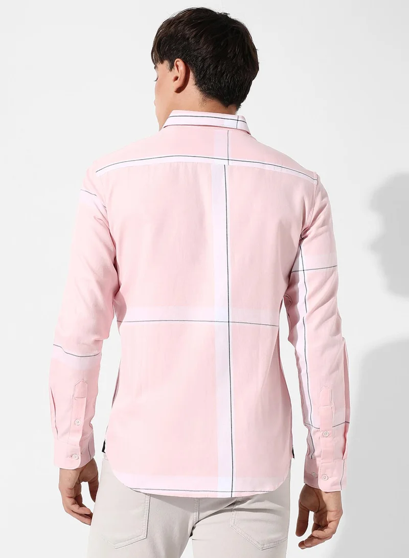 Campus Sutra Men's Pastel Striped Button Up Shirt