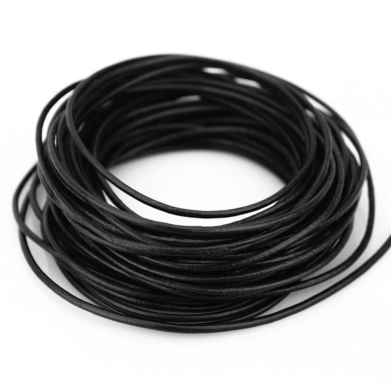LolliBeads (TM) 2 mm Genuine Round Leather Cord Braiding String Black 10 Meters (10 Yards) - Image 4