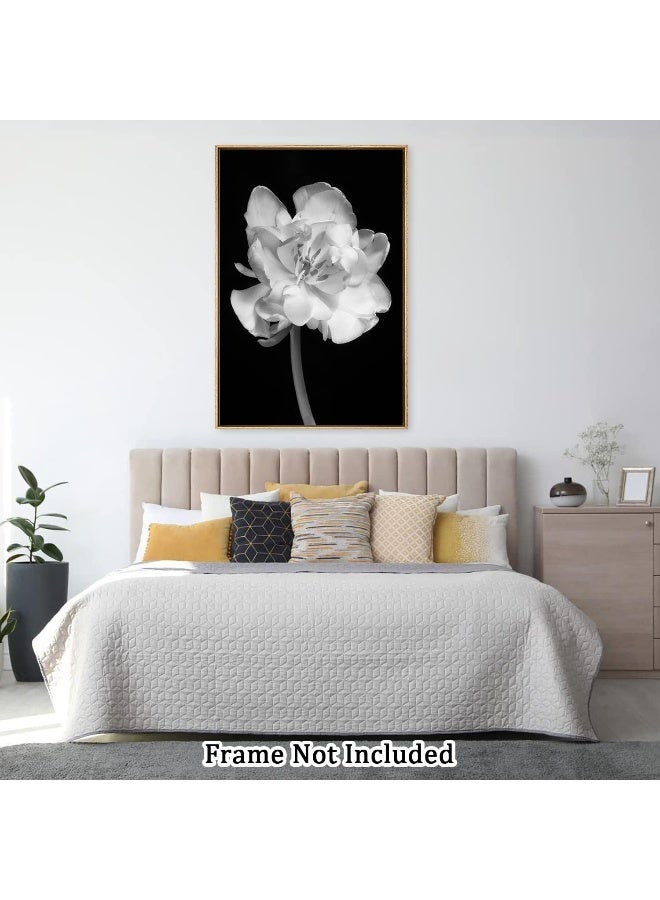 Home Trove Oitrela Canvas Prints Wall Art For Home and Office Wall Decoration Black And White Flower Canvas Artwork Print Painting Picture Floral Modern Abstract Unframe Wall Art for Living Room Bedroom Kitchen  - Image 5