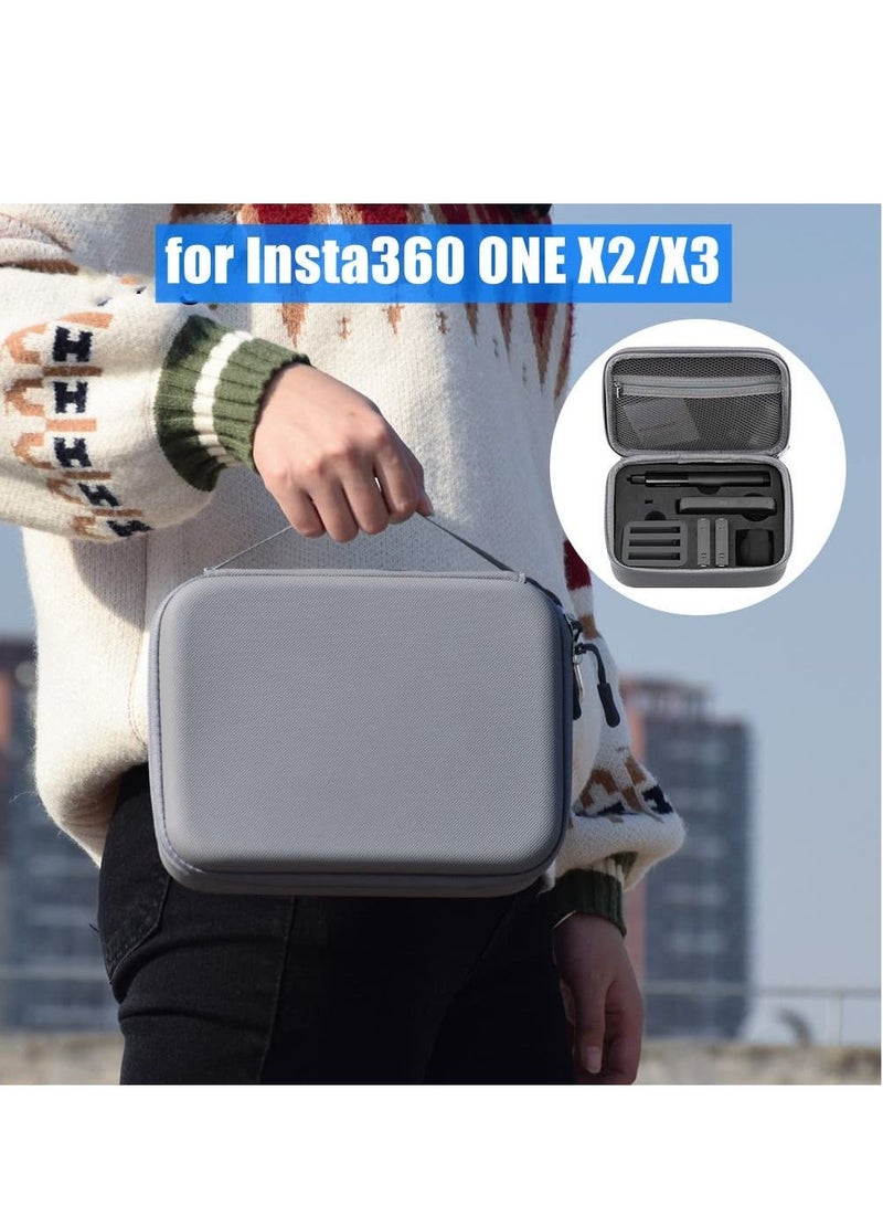 Anti-Collision Portable Handbag Carrying Case Compatible with Insta360 One X3/X2 Camera/Large Hard Shell Bag w/EVA Liner for Insta360 Handle/Selfie Stick Charger Data Cable - Image 4
