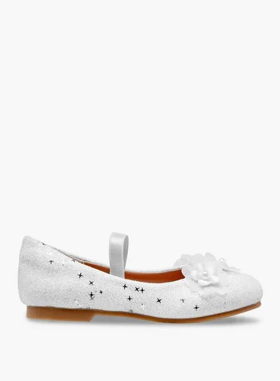 JUNIORS Glitter Embellished Ballerina Flats With Elasticated Strap