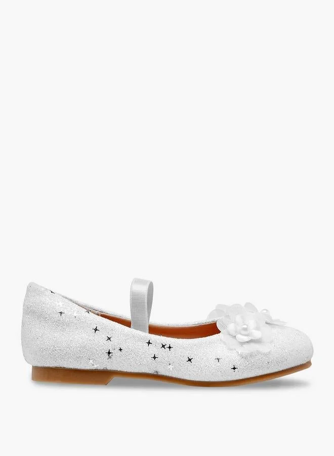 جونيورز Glitter Embellished Ballerina Flats With Elasticated Strap