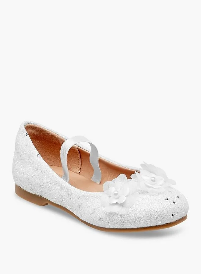 Juniors Glitter Embellished Ballerina Flats With Elasticated Strap
