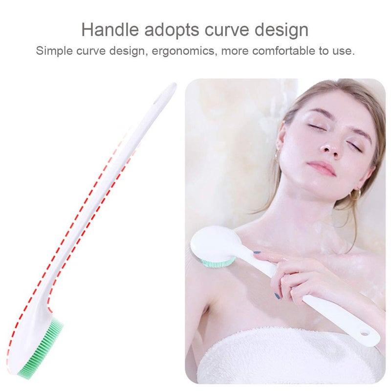 V-TOP Silicone Body Scrubber Exfoliator, Back Brush Scrubber Long Handle for Shower with Soft Bristles, Shower Brush Scrubber for Body Men and Women, BPA Free, Non-Slip - Image 2