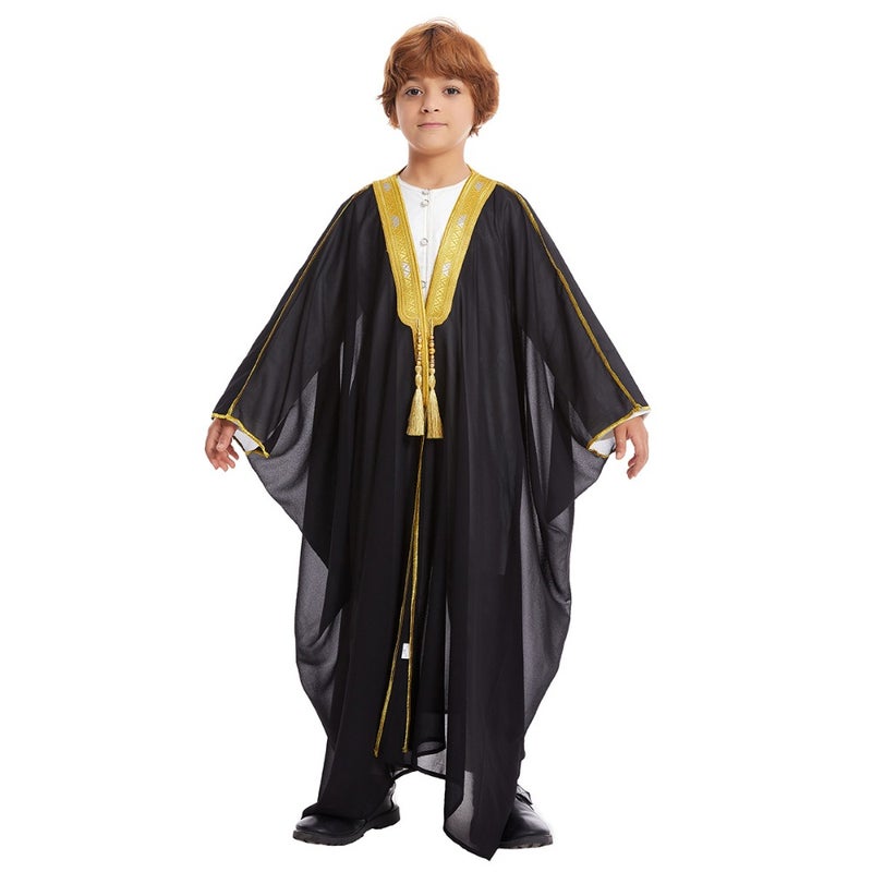 Boys embroidery long sleeve moustache gold beads chiffon national clothing TH884 - Image 4