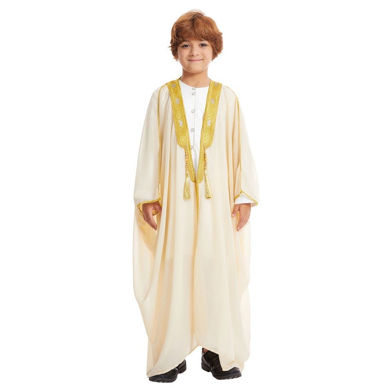 Boys embroidery long sleeve moustache gold beads chiffon national clothing TH884 - Image 5