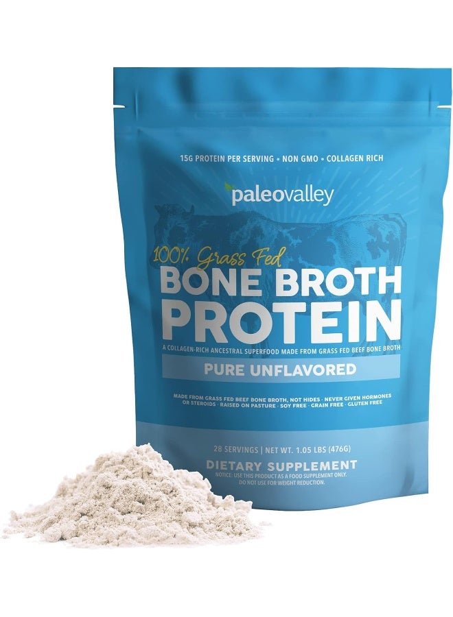 باليوفالي 100% مسحوق بروتين مرق عظام البقر الذي يتغذى على العشب - غني ببتيدات الكولاجين للشعر والبشرة وصحة الأمعاء ودعم العظام والمفاصل - 28 حصة، 15 جرام بروتين لكل حصة - بدون جلوتين أو كائنات معدلة وراثيًا - Image 1