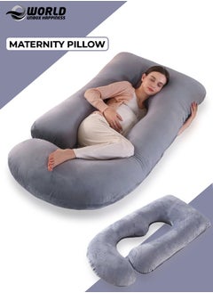 Eworld U-shaped Full Body Pregnancy Pillow, Support for Sleeping Comfort with Legs, Back, Neck, Shoulders, Hips, and Belly Relief for Pregnant Women, 57-inch Maternity Pillow with Removable Grey Cover  - Image 1