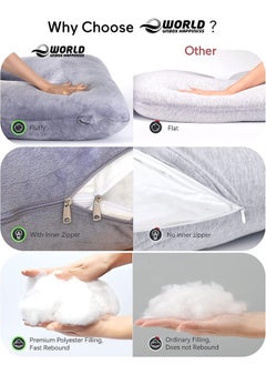 Eworld U-shaped Full Body Pregnancy Pillow, Support for Sleeping Comfort with Legs, Back, Neck, Shoulders, Hips, and Belly Relief for Pregnant Women, 57-inch Maternity Pillow with Removable Grey Cover  - Image 2