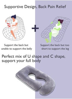 Eworld U-shaped Full Body Pregnancy Pillow, Support for Sleeping Comfort with Legs, Back, Neck, Shoulders, Hips, and Belly Relief for Pregnant Women, 57-inch Maternity Pillow with Removable Grey Cover  - Image 5
