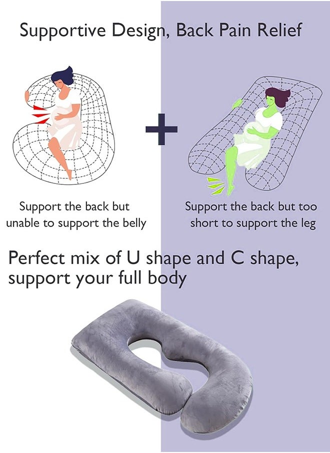 Eworld U-shaped Full Body Pregnancy Pillow, Support for Sleeping Comfort with Legs, Back, Neck, Shoulders, Hips, and Belly Relief for Pregnant Women, 57-inch Maternity Pillow with Removable Grey Cover  - Image 5