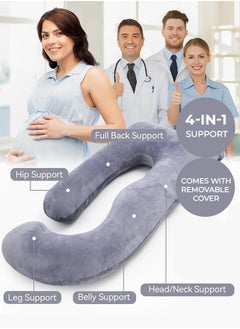 Eworld U-shaped Full Body Pregnancy Pillow, Support for Sleeping Comfort with Legs, Back, Neck, Shoulders, Hips, and Belly Relief for Pregnant Women, 57-inch Maternity Pillow with Removable Grey Cover  - Image 4