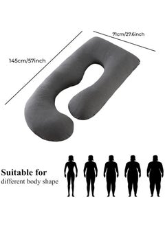 Eworld U-shaped Full Body Pregnancy Pillow, Support for Sleeping Comfort with Legs, Back, Neck, Shoulders, Hips, and Belly Relief for Pregnant Women, 57-inch Maternity Pillow with Removable Grey Cover  - Image 3