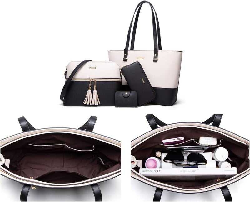 YTL Women Fashion Handbags Wallet Tote Bag Shoulder Bag Top Handle Satchel Purse Set 4pcs - Image 4