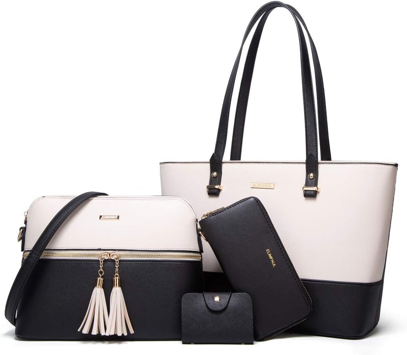 YTL Women Fashion Handbags Wallet Tote Bag Shoulder Bag Top Handle Satchel Purse Set 4pcs - Image 1