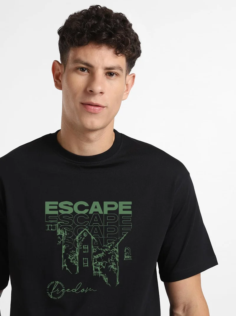 NOBERO  NOBERO Men's Black Oversized T-Shirt for Men | Best Price UAE