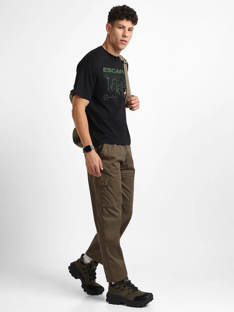 NOBERO  NOBERO Men's Black Oversized T-Shirt for Men | Best Price UAE