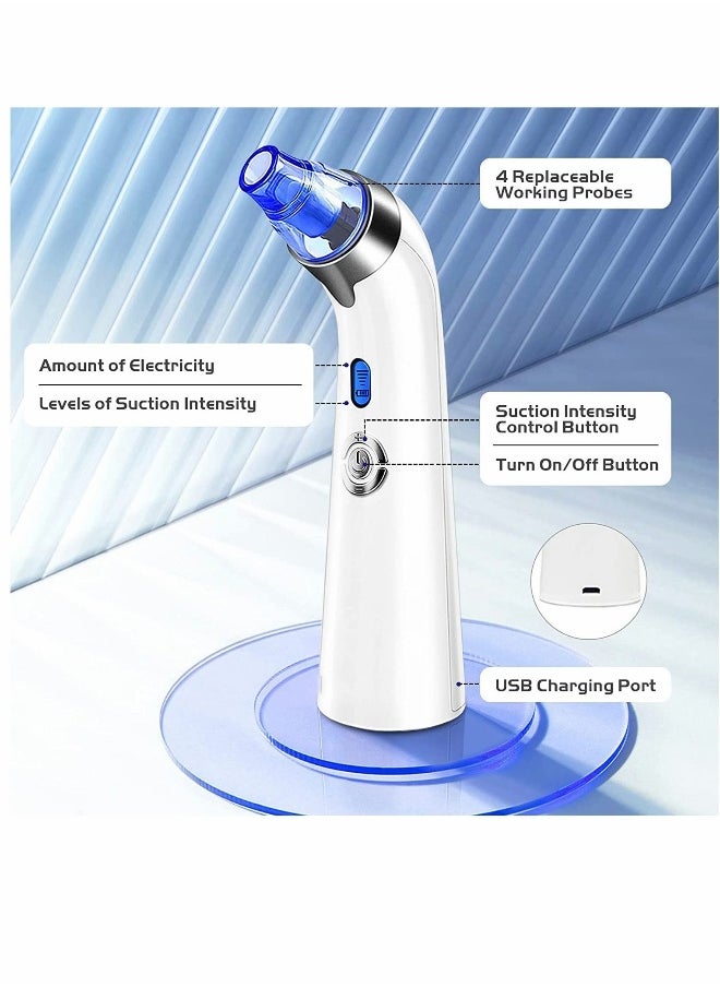 Generic - Blackhead Remover Pore Vacuum - Facial Pore Cleaner - Electric Acne Comedone Whitehead Extractor Tool w/5 Suction Power, 4 Probes, USB Rechargeable Blackhead Vacuum Removal Kit for Women & Men (Blue) - Image 1