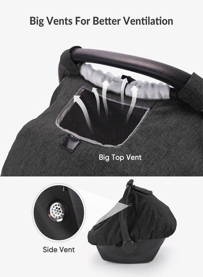 TinlyFinly Waterproof Car Seat Cover for Baby, 2-Layer Car Seat Rain Cover with Clear Window & Sunshade & Mesh Cover, Universal Infant Carseat Canopy for Stroller, Protect from Rain and Snow - Black - Image 4