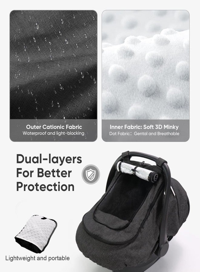 TinlyFinly Waterproof Car Seat Cover for Baby, 2-Layer Car Seat Rain Cover with Clear Window & Sunshade & Mesh Cover, Universal Infant Carseat Canopy for Stroller, Protect from Rain and Snow - Black - Image 5