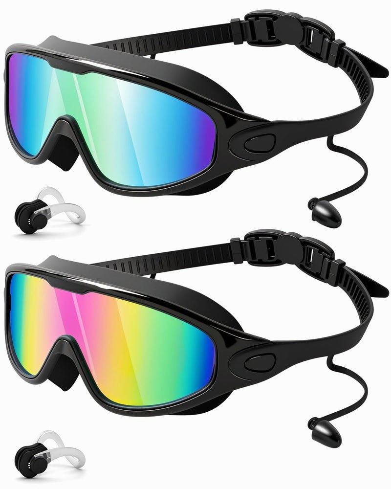 Rantizon Swim Goggles 2 Pack, Wide View Anti Fog&UV Swimming Goggles for Audlt, No Leaking Swim Glasses for Men Women Youth - Image 1