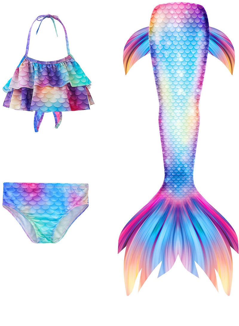 AUTOYSUR Mermaid Tail Sets Mermaid Costume Girls Swimwear Mermaid Tail Swimwear,Bikini Sets,Mermaid Costume Swimsuits for Kids - Image 1