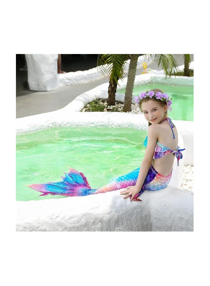 AUTOYSUR Mermaid Tail Sets Mermaid Costume Girls Swimwear Mermaid Tail Swimwear,Bikini Sets,Mermaid Costume Swimsuits for Kids - Image 2